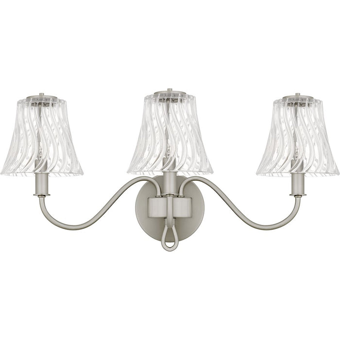 Quoizel McKinney 3Light Bath Light, Brushed Nickel/Clear Swirl Glass