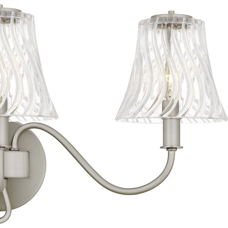 Quoizel McKinney 3Light Bath Light, Brushed Nickel/Clear Swirl Glass