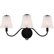 Quoizel McKinney 3Lt Bath Light, Black/Clear/Sandblasted/Swirl - MCK8623MBK