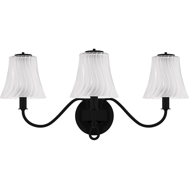 Quoizel McKinney 3Lt Bath Light, Black/Clear/Sandblasted/Swirl