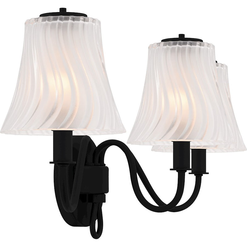 Quoizel McKinney 3Lt Bath Light, Black/Clear/Sandblasted/Swirl