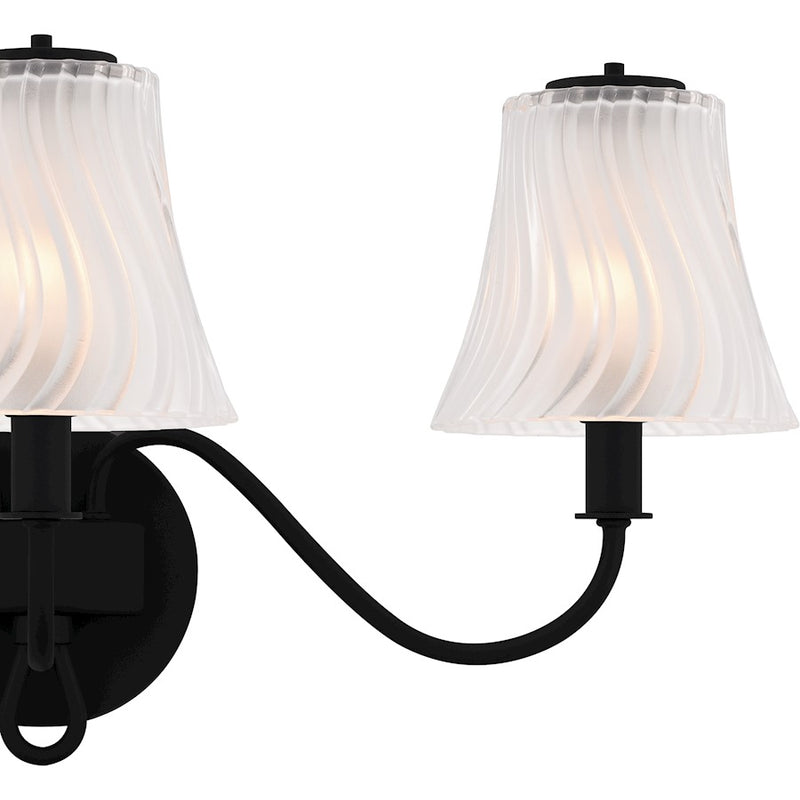 Quoizel McKinney 3Lt Bath Light, Black/Clear/Sandblasted/Swirl