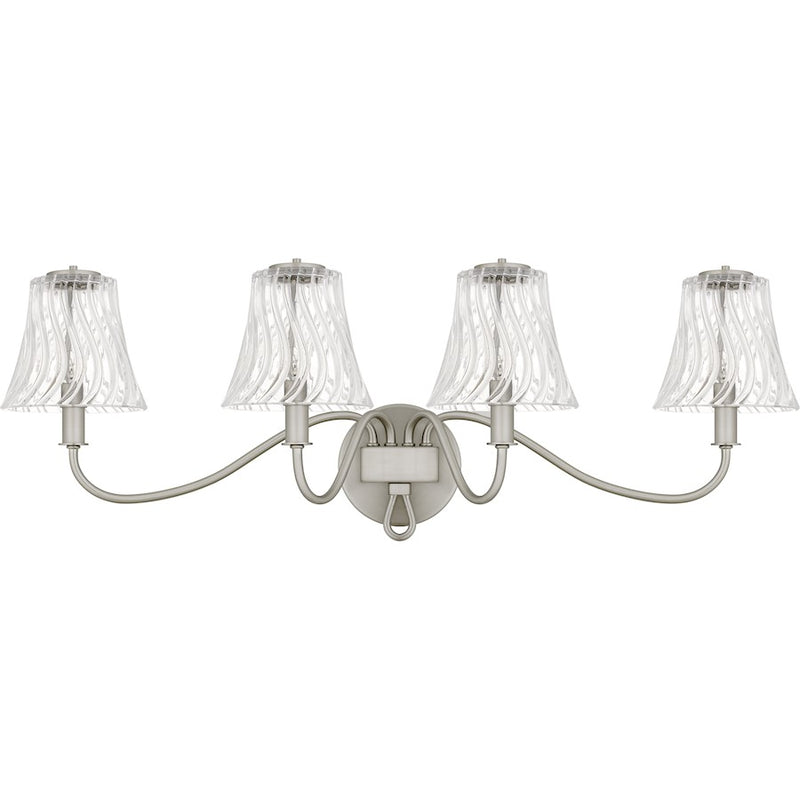Quoizel McKinney 4Light Bath Light, Brushed Nickel/Clear Swirl Glass