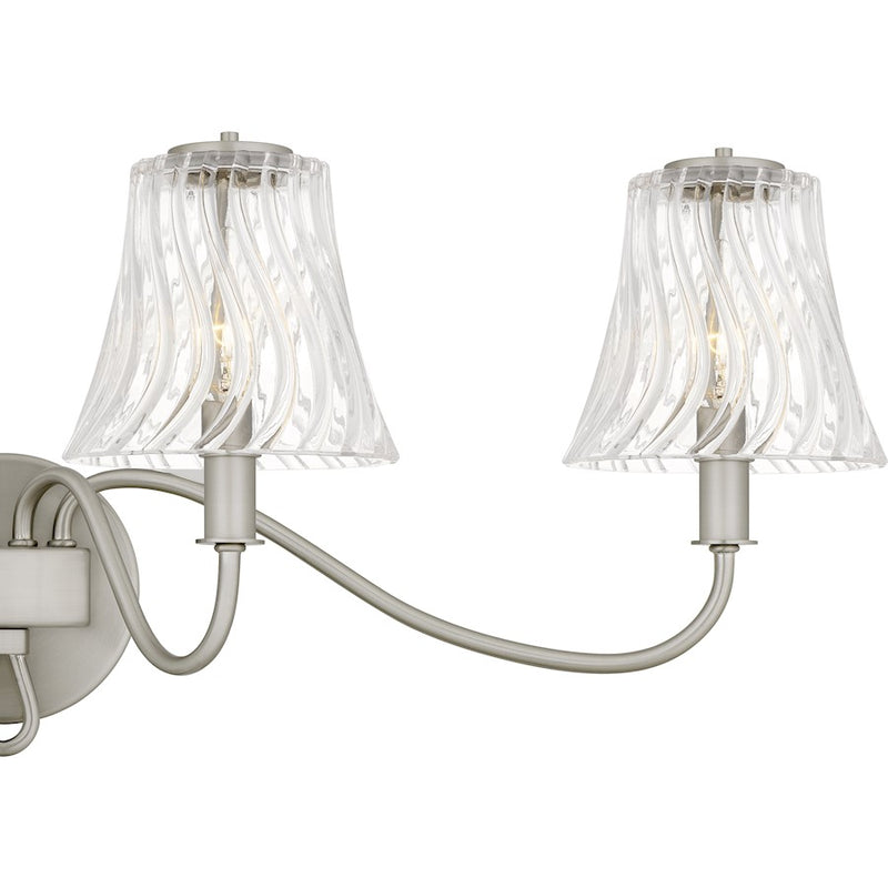 Quoizel McKinney 4Light Bath Light, Brushed Nickel/Clear Swirl Glass