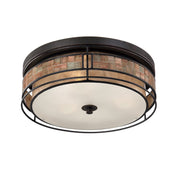 Quoizel Laguna 16in 3-Light Flush Mount | Naturals Renaissance Copper and Oyster Mica | Bedroom & Hallway Ceiling Light | Model MCLG1616RC