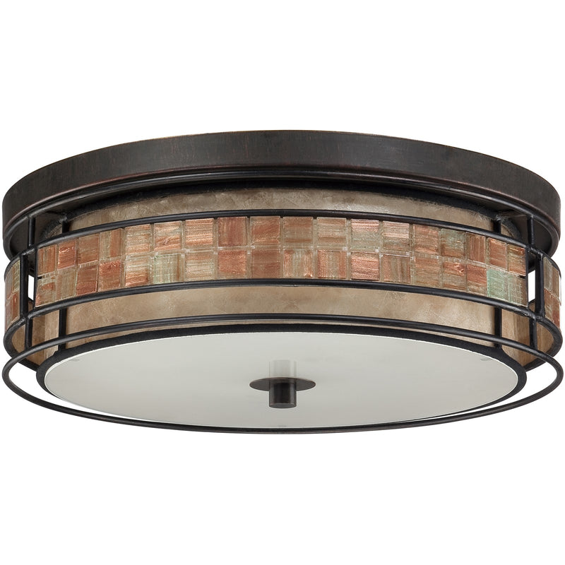 Quoizel Laguna 16in 3-Light Flush Mount | Naturals Renaissance Copper and Oyster Mica | Bedroom & Hallway Ceiling Light | Model MCLG1616RC