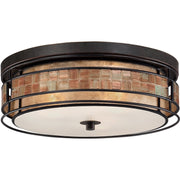 Quoizel Laguna 16in 3-Light Flush Mount | Naturals Renaissance Copper and Oyster Mica | Bedroom & Hallway Ceiling Light | Model MCLG1616RC