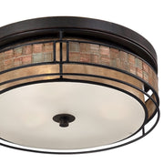 Quoizel Laguna 16in 3-Light Flush Mount | Naturals Renaissance Copper and Oyster Mica | Bedroom & Hallway Ceiling Light | Model MCLG1616RC