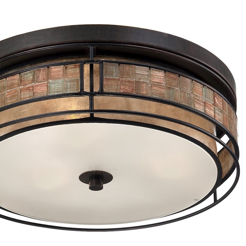 Quoizel Laguna 16in 3-Light Flush Mount | Naturals Renaissance Copper and Oyster Mica | Bedroom & Hallway Ceiling Light | Model MCLG1616RC