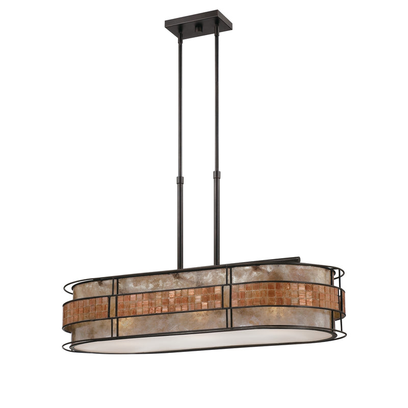 Quoizel Laguna 37in 3-Light Island Chandelier | Naturals Renaissance Copper and Oyster Mica | Kitchen Island & Dining Room | Model MCLG337RC