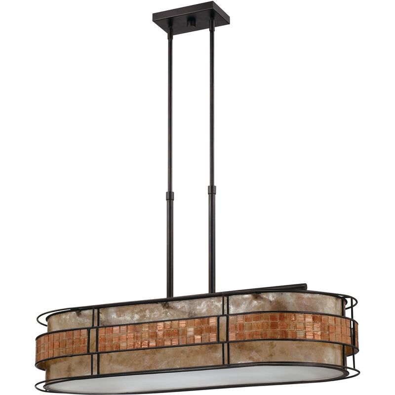 Quoizel Laguna 37in 3-Light Island Chandelier | Naturals Renaissance Copper and Oyster Mica | Kitchen Island & Dining Room | Model MCLG337RC