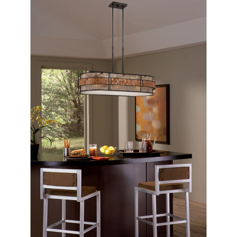Quoizel Laguna 37in 3-Light Island Chandelier | Naturals Renaissance Copper and Oyster Mica | Kitchen Island & Dining Room | Model MCLG337RC