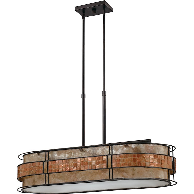 Quoizel Laguna 37in 3-Light Island Chandelier | Naturals Renaissance Copper and Oyster Mica | Kitchen Island & Dining Room | Model MCLG337RC