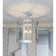 Quoizel McPherson 3 Light Semi-Flush Mount, Polished Nickel/Clear