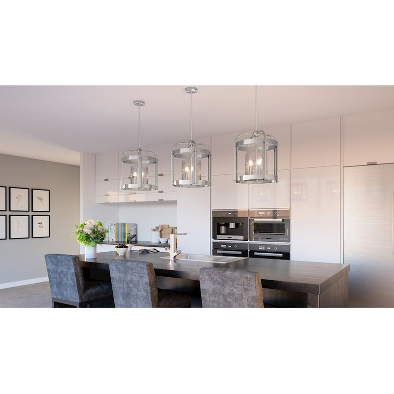 Quoizel McPherson 3 Light Pendant, Polished Nickel/Clear