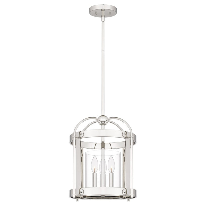 Quoizel McPherson 3 Light Pendant, Polished Nickel/Clear