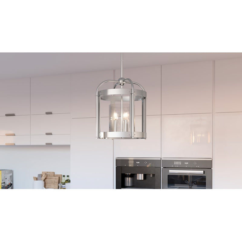 Quoizel McPherson 3 Light Pendant, Polished Nickel/Clear