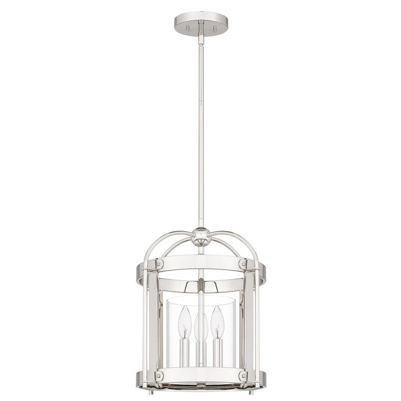 Quoizel McPherson 3 Light Pendant, Polished Nickel/Clear