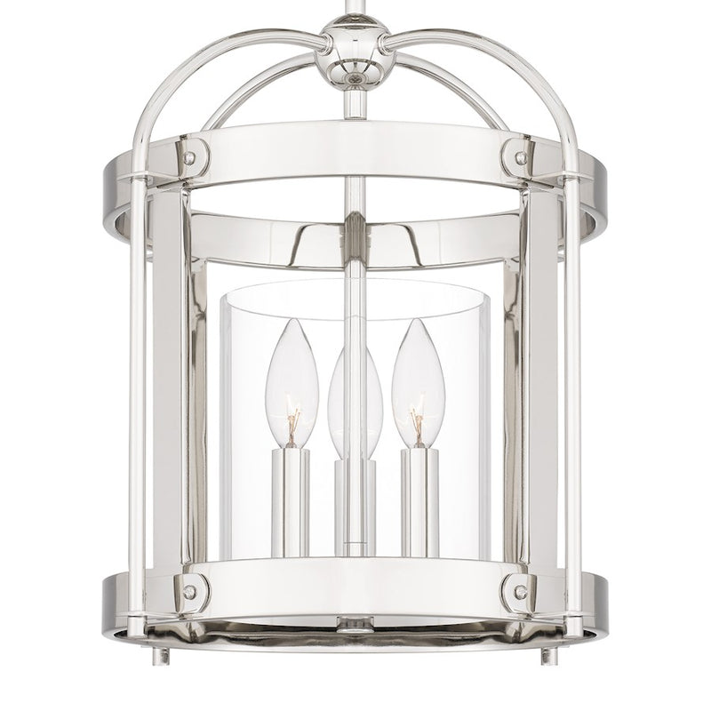 Quoizel McPherson 3 Light Pendant, Polished Nickel/Clear