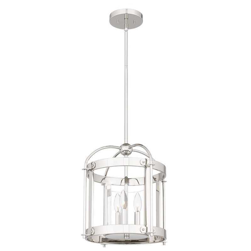 Quoizel McPherson 3 Light Pendant, Polished Nickel/Clear