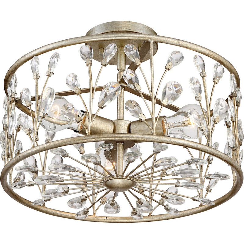 Quoizel 3 Light Meadow Lane Semi-Flush Mount, Vintage Gold