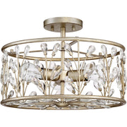 Quoizel 3 Light Meadow Lane Semi-Flush Mount, Vintage Gold
