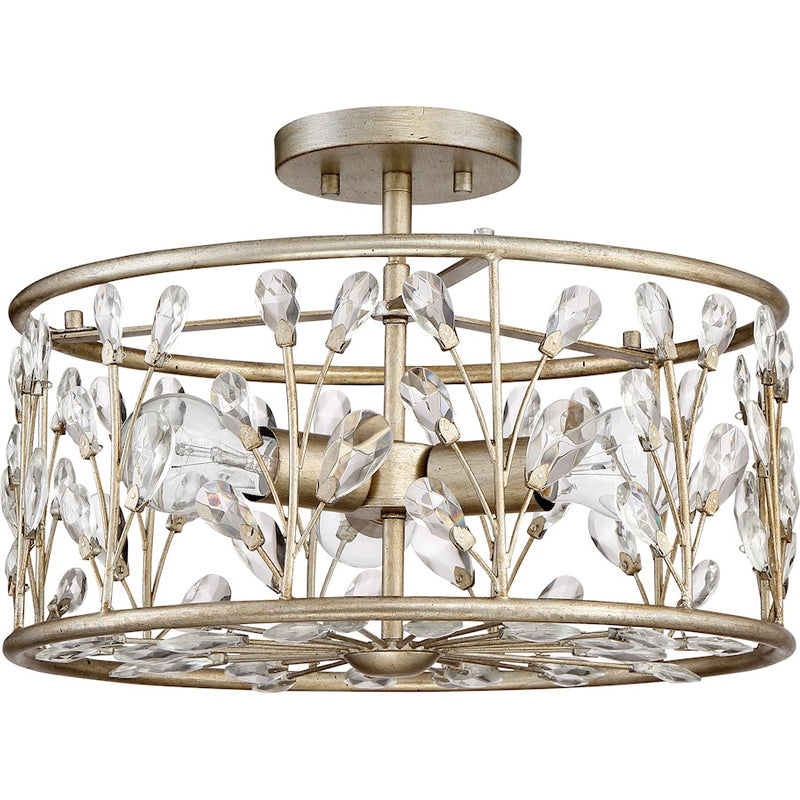Quoizel 3 Light Meadow Lane Semi-Flush Mount, Vintage Gold
