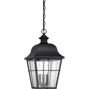 Quoizel Millhouse 19in 3-Light Outdoor Lantern | Traditional Mystic Black and Clear Seedy Glass | Front Porch & Entryway | Model MHE1910K