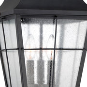 Quoizel Millhouse 19in 3-Light Outdoor Lantern | Traditional Mystic Black and Clear Seedy Glass | Front Porch & Entryway | Model MHE1910K
