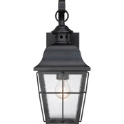 Quoizel Millhouse 15in 1-Light Outdoor Lantern | Traditional Mystic Black and Clear Seedy Glass | Front Door & Porch Post | Model MHE8406K