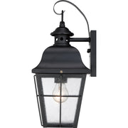 Quoizel Millhouse 15in 1-Light Outdoor Lantern | Traditional Mystic Black and Clear Seedy Glass | Front Door & Porch Post | Model MHE8406K