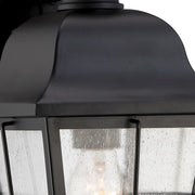 Quoizel Millhouse 15in 1-Light Outdoor Lantern | Traditional Mystic Black and Clear Seedy Glass | Front Door & Porch Post | Model MHE8406K