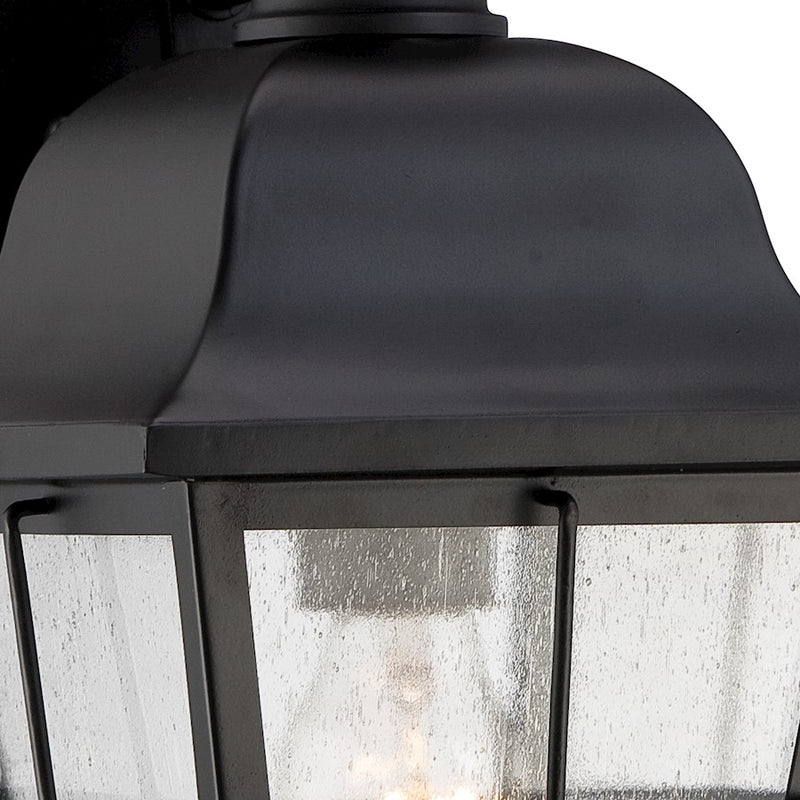 Quoizel Millhouse 15in 1-Light Outdoor Lantern | Traditional Mystic Black and Clear Seedy Glass | Front Door & Porch Post | Model MHE8406K