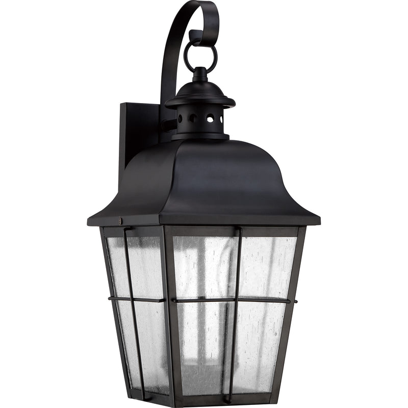 Quoizel Millhouse 18in 2-Light Outdoor Lantern | Traditional Mystic Black and Clear Seedy Glass | Front Porch & Entryway | Model MHE8409K