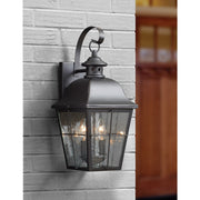 Quoizel Millhouse 18in 2-Light Outdoor Lantern | Traditional Mystic Black and Clear Seedy Glass | Front Porch & Entryway | Model MHE8409K