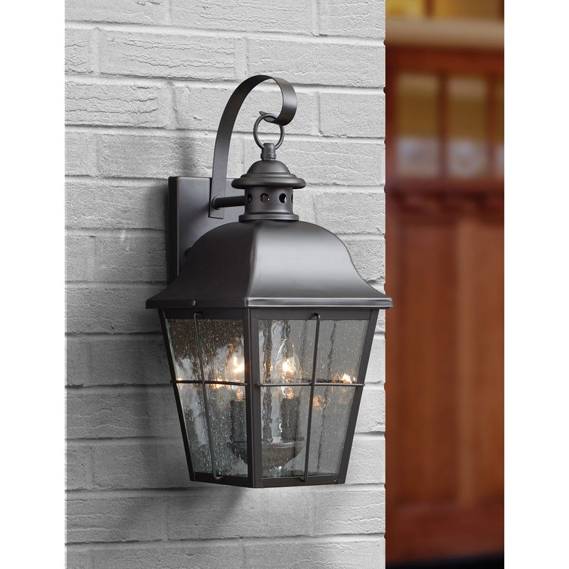 Quoizel Millhouse 18in 2-Light Outdoor Lantern | Traditional Mystic Black and Clear Seedy Glass | Front Porch & Entryway | Model MHE8409K