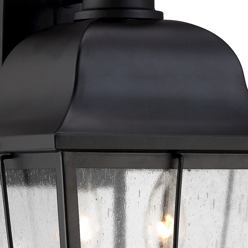 Quoizel Millhouse 18in 2-Light Outdoor Lantern | Traditional Mystic Black and Clear Seedy Glass | Front Porch & Entryway | Model MHE8409K