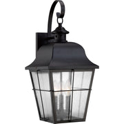 Quoizel Millhouse 11in 3-Light Outdoor Lantern | Traditional Mystic Black and Clear Seedy Glass | Front Porch & Entryway | Model MHE8410K