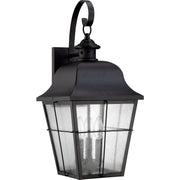 Quoizel Millhouse 11in 3-Light Outdoor Lantern | Traditional Mystic Black and Clear Seedy Glass | Front Porch & Entryway | Model MHE8410K