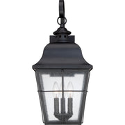 Quoizel Millhouse 11in 3-Light Outdoor Lantern | Traditional Mystic Black and Clear Seedy Glass | Front Porch & Entryway | Model MHE8410K