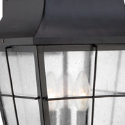 Quoizel Millhouse 11in 3-Light Outdoor Lantern | Traditional Mystic Black and Clear Seedy Glass | Front Porch & Entryway | Model MHE8410K