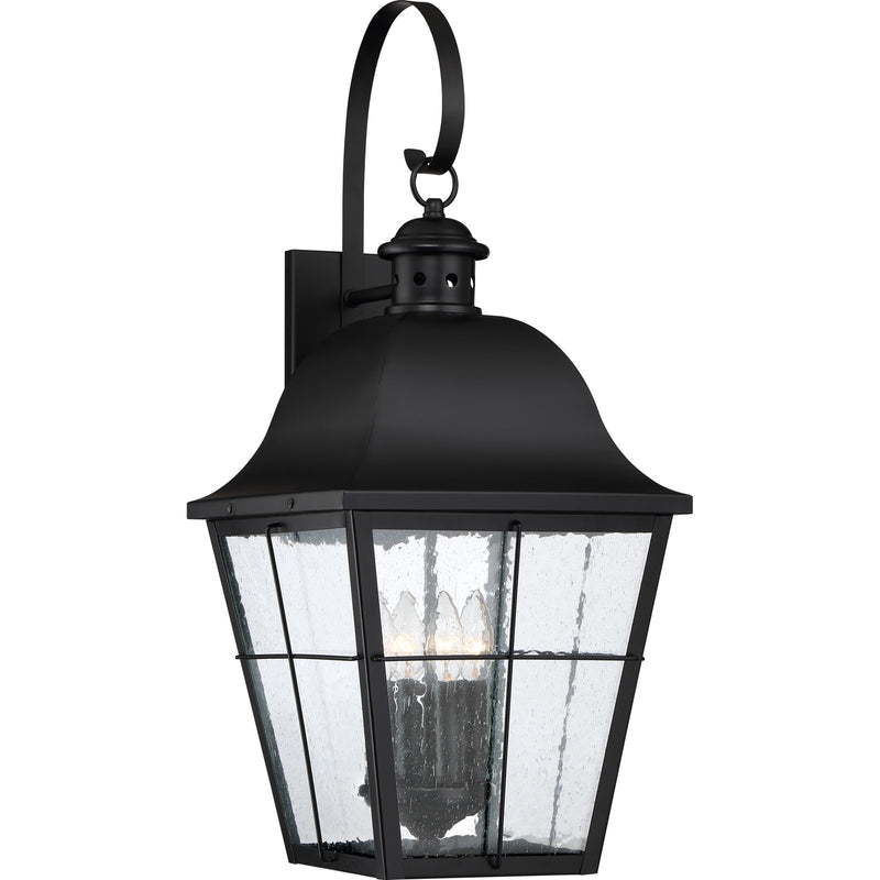 Quoizel Millhouse 13in 4-Light Outdoor Lantern | Traditional Mystic Black and Clear Seedy Glass | Front Porch & Entryway | Model MHE8412K