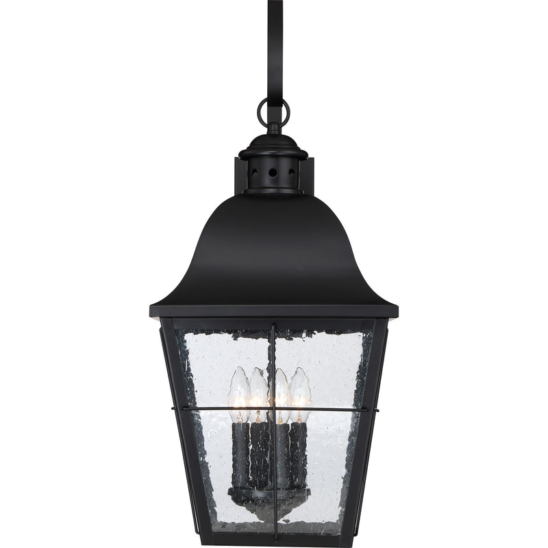 Quoizel Millhouse 13in 4-Light Outdoor Lantern | Traditional Mystic Black and Clear Seedy Glass | Front Porch & Entryway | Model MHE8412K