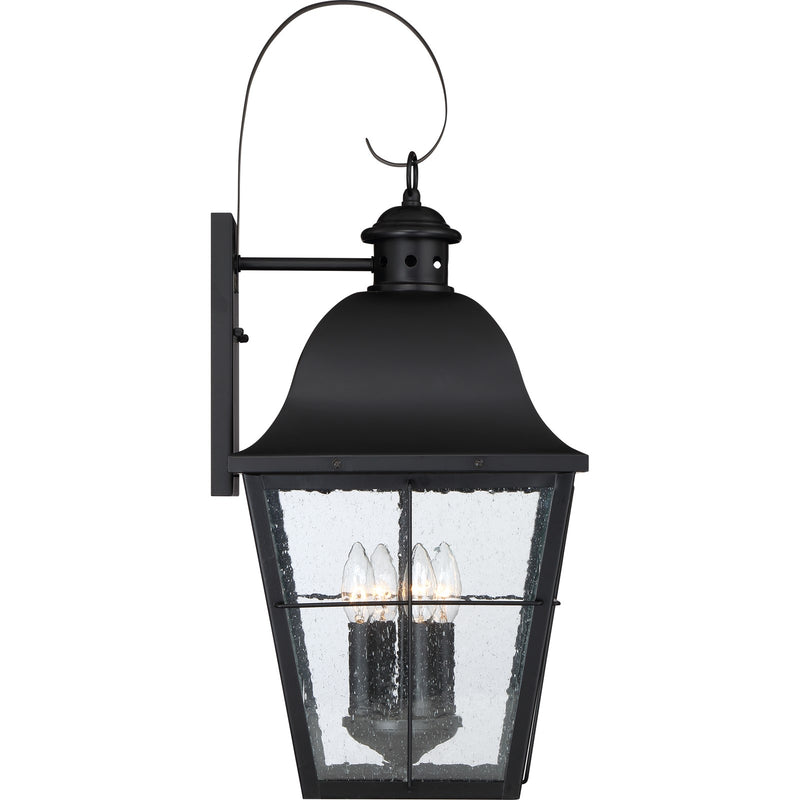 Quoizel Millhouse 13in 4-Light Outdoor Lantern | Traditional Mystic Black and Clear Seedy Glass | Front Porch & Entryway | Model MHE8412K