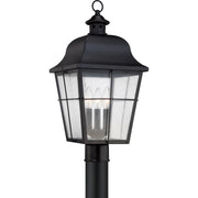 Quoizel Millhouse 10in 3-Light Outdoor Lantern | Traditional Mystic Black and Clear Seedy Glass | Front Porch & Entryway | Model MHE9010K