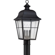 Quoizel Millhouse 10in 3-Light Outdoor Lantern | Traditional Mystic Black and Clear Seedy Glass | Front Porch & Entryway | Model MHE9010K