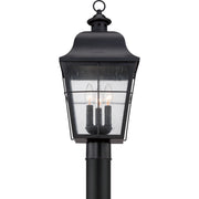 Quoizel Millhouse 10in 3-Light Outdoor Lantern | Traditional Mystic Black and Clear Seedy Glass | Front Porch & Entryway | Model MHE9010K