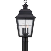 Quoizel Millhouse 10in 3-Light Outdoor Lantern | Traditional Mystic Black and Clear Seedy Glass | Front Porch & Entryway | Model MHE9010K
