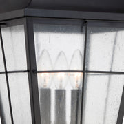 Quoizel Millhouse 10in 3-Light Outdoor Lantern | Traditional Mystic Black and Clear Seedy Glass | Front Porch & Entryway | Model MHE9010K