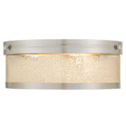 Quoizel Micah 16in 3-Light Flush Mount | Transitional Brushed Nickel and Crystal Sand Glass | Bedroom & Hallway | 16 x 16 x 6 in | Model MICA1616BN